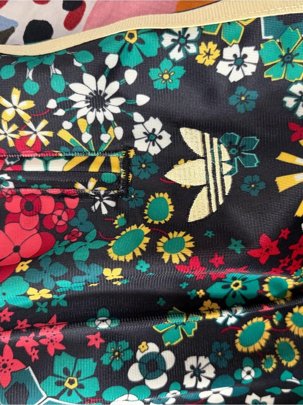 Adidas Liberty print Wide-Leg Track Pants in Green, Red & Yellow